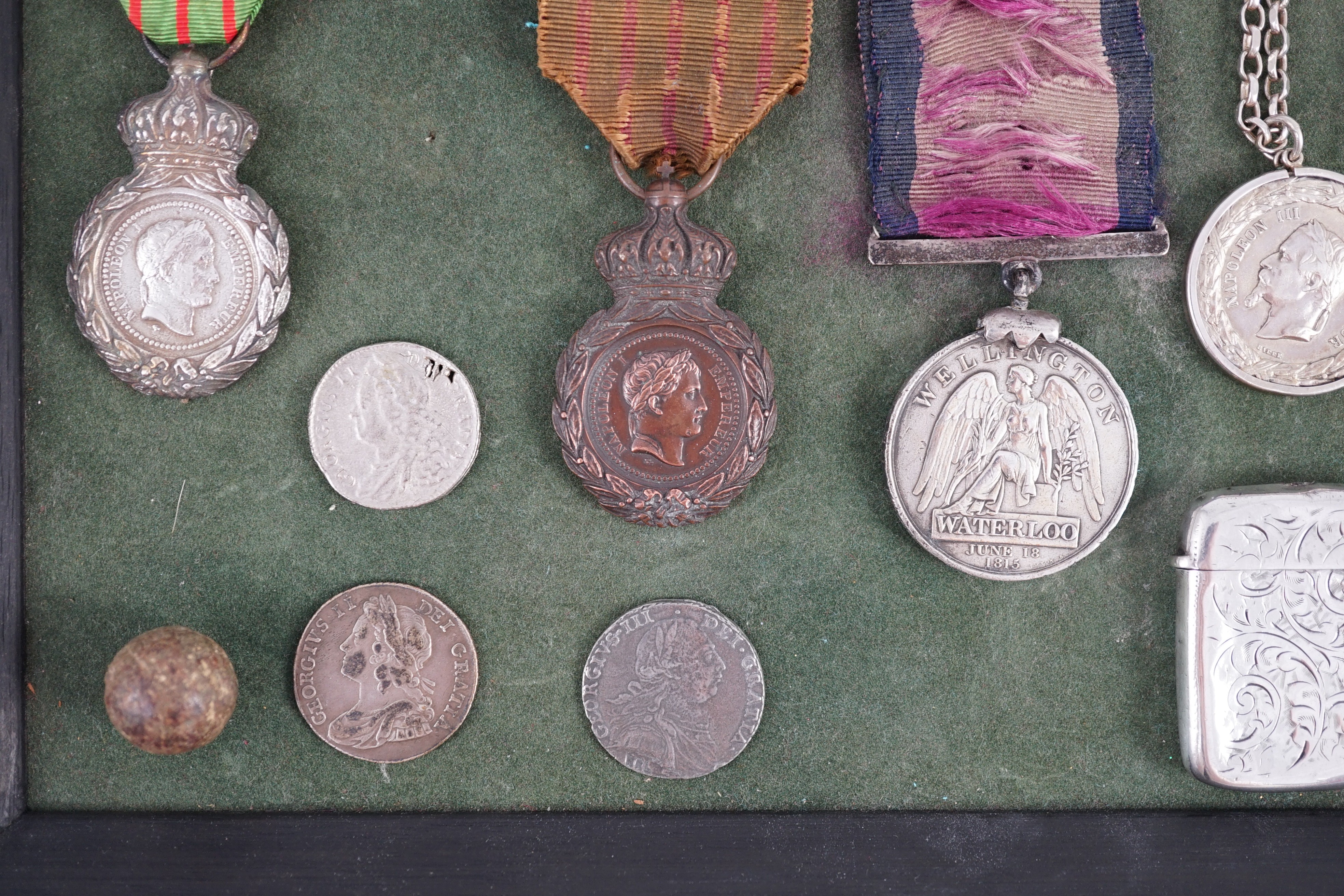 A Military General Service 1793-1814, Toulouse clasp to N.B. renamed John Buckley 1st Lifeguards, and other various medals and coins